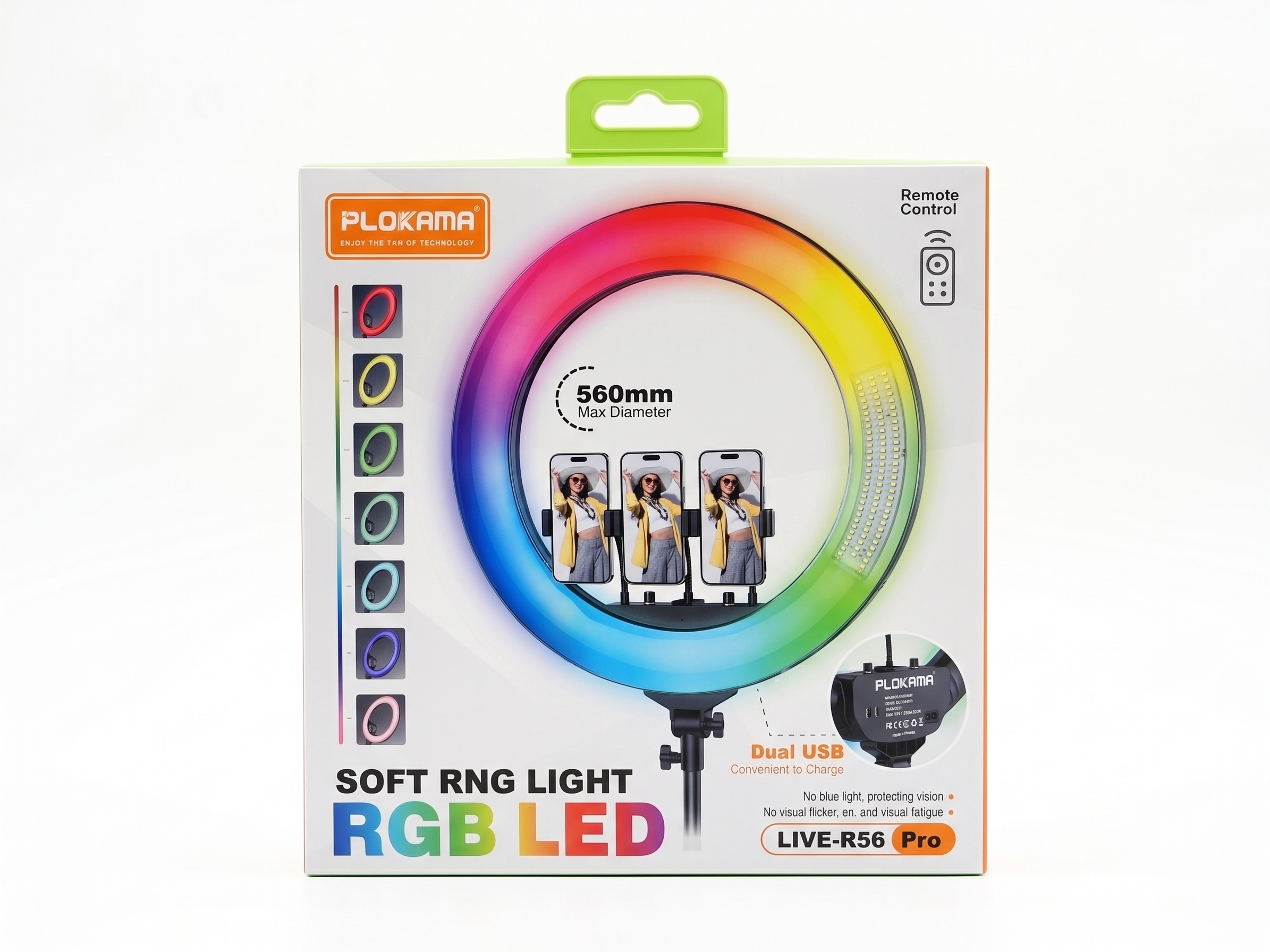 PLOKAMA LIVE-R56 Pro 560mm RGB LED Soft Ring Light & Tripod